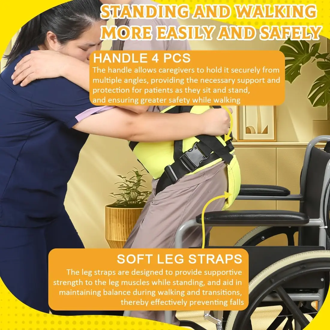 

Ehucon Пояс для Ходьбы и Перемещения с Ножными Ремнями - Безопасная Поддержка при Вставании (Уход за Пациентами, Макс. Нагрузка 150кг)