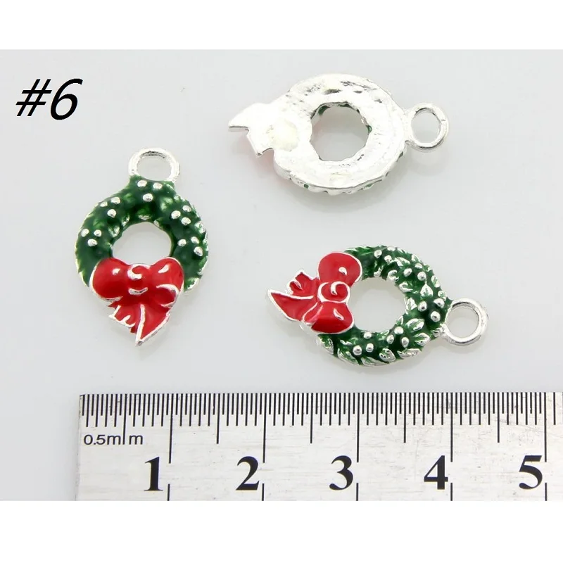 30Pcs /Lot 15style mix XMAS Christmas Gift tree Santa stocking bell cap Pendants Charms Silver Color Jewelry Findings DIY YY63