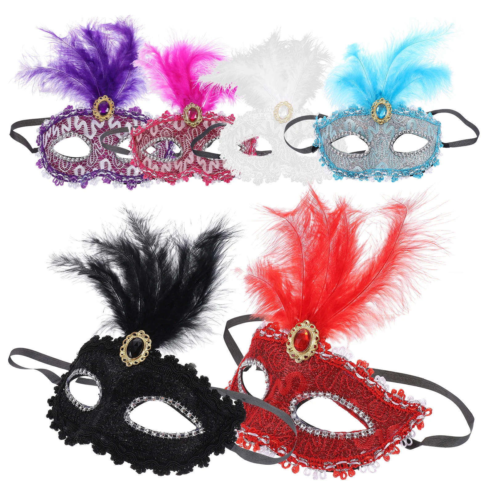 

6pcs Half Facial Masks Women Halloween Party Masquerade Cosplay Festival Eye Masks Black White Purple Blue Red Pink Comfortable