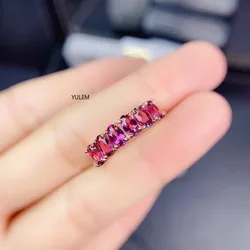 New Natural Mozambique red Garnet Ring 925 Silver Women's Wedding Essential Jewelry