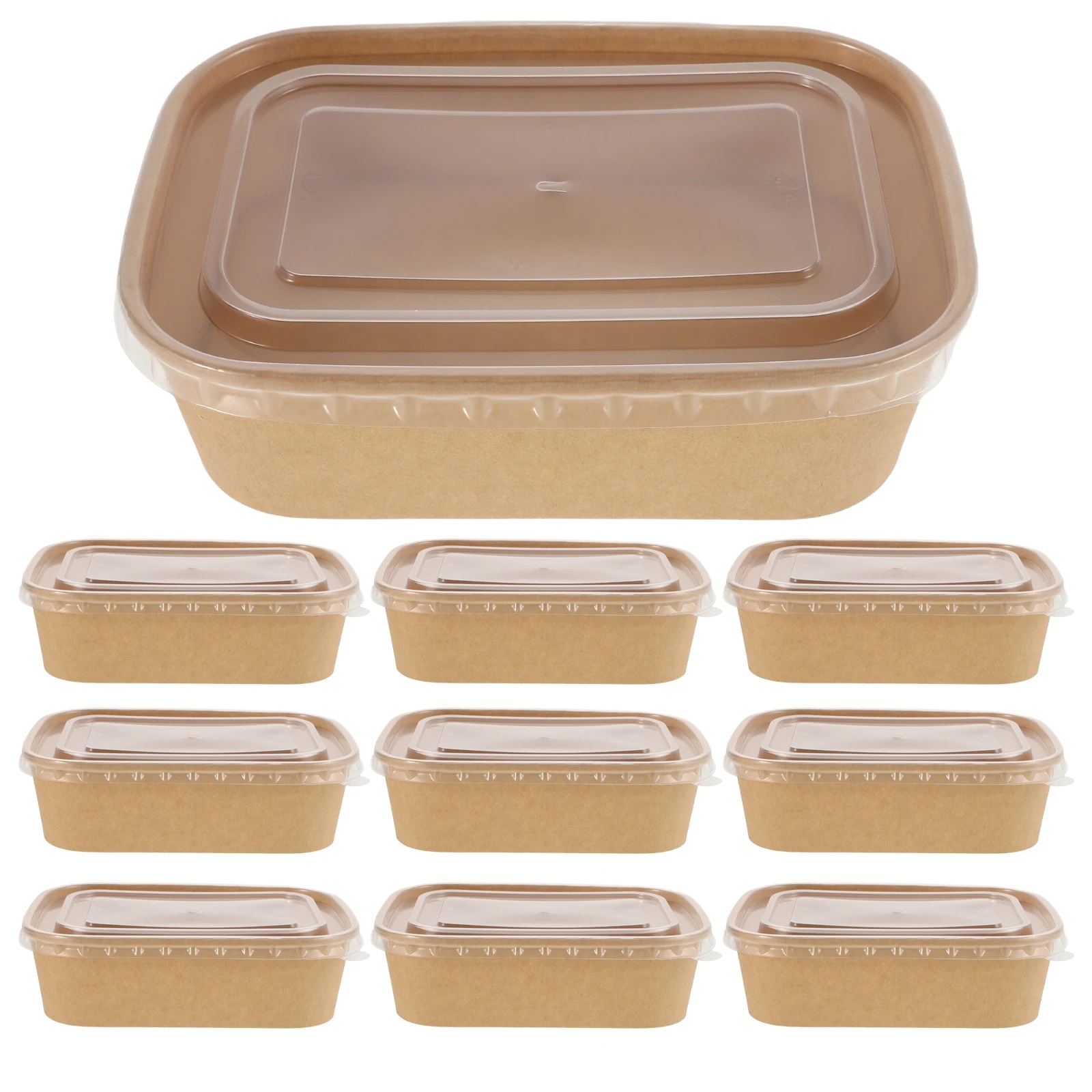 

10 Pcs Outdoor Lunch Boxes Chinese Food Containers Picnic Takeaway Paper Boxes Hot Packaging Kraft Material Lightweight Camping