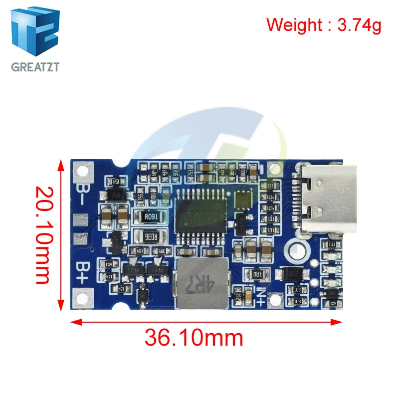 Type-C USB 2S 3S 4S BMS 4.5V-15V 18W 2A Lithium Battery Charging Module Support QC Fast Charge With Temperature Protection