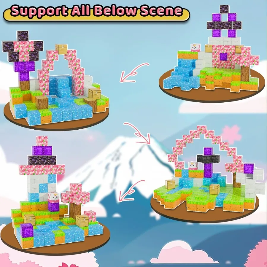 Magnetische Blöcke – 120-teiliges Spielzeugbauset, magnetische Bausteine, STEM-Sensorspielzeug, kreatives Geschenk für Jungen und Mädchen im Alter von 3 Jahren, Cher