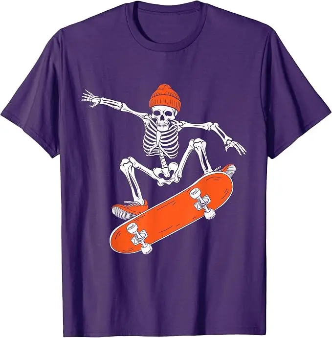 Skateboard-Skelett auf Skateboard Halloween Skater T-Shirt Y2k Skateboarder Grafik-Bekleidung Outdoor-Kleidung Mode-T-Shirt – Detail 14