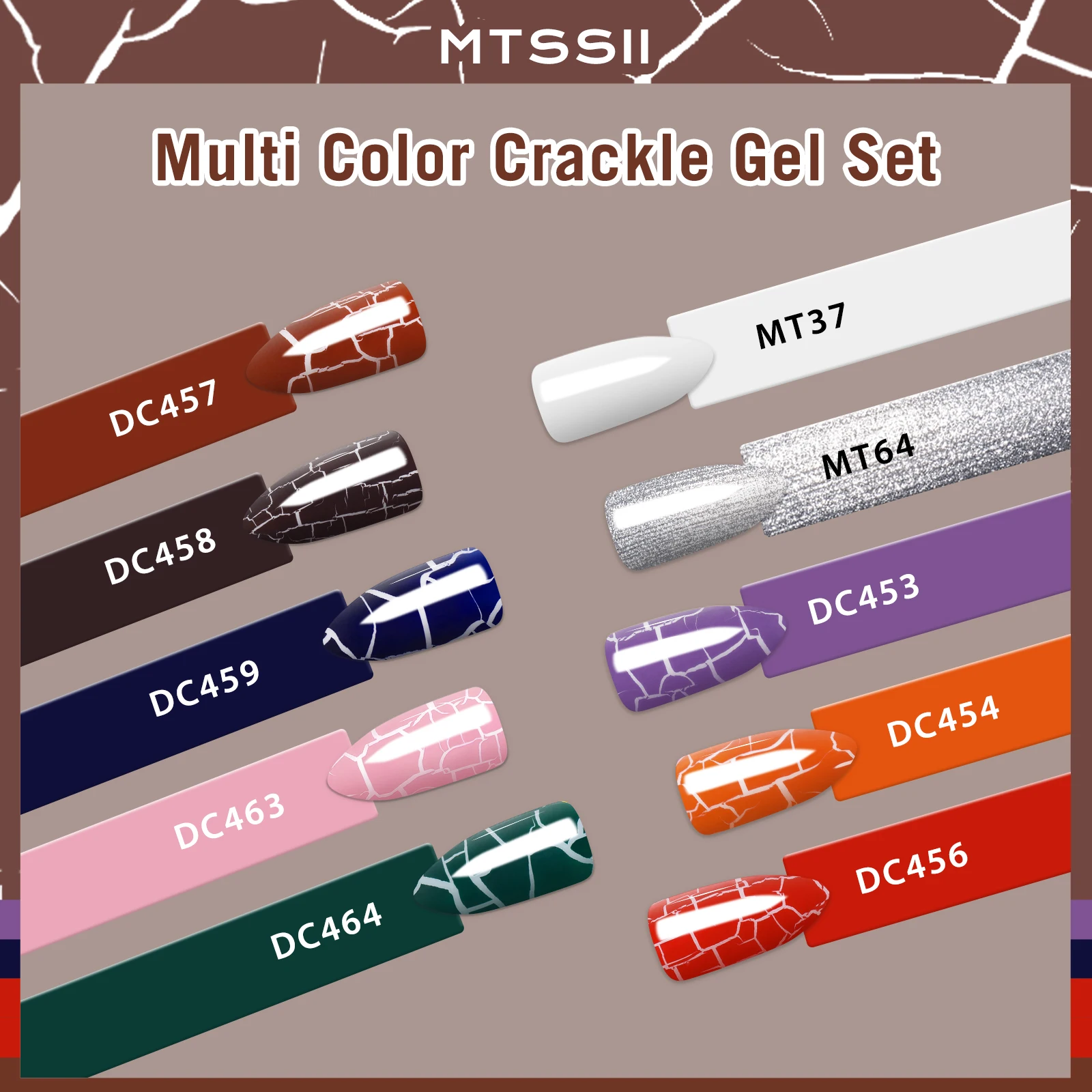 Description Picture 4 of item12PCS/SET Crackle Nail Polish Gel Set Cracking Nail Lacquer Quick Dry Gel Hybrid With Base Top Coat  Manicure Art Varnish Kit