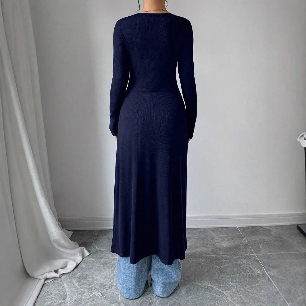 2025年秋新作 無地 ロングボタンカーディガン 長袖 スリムトップス レディース