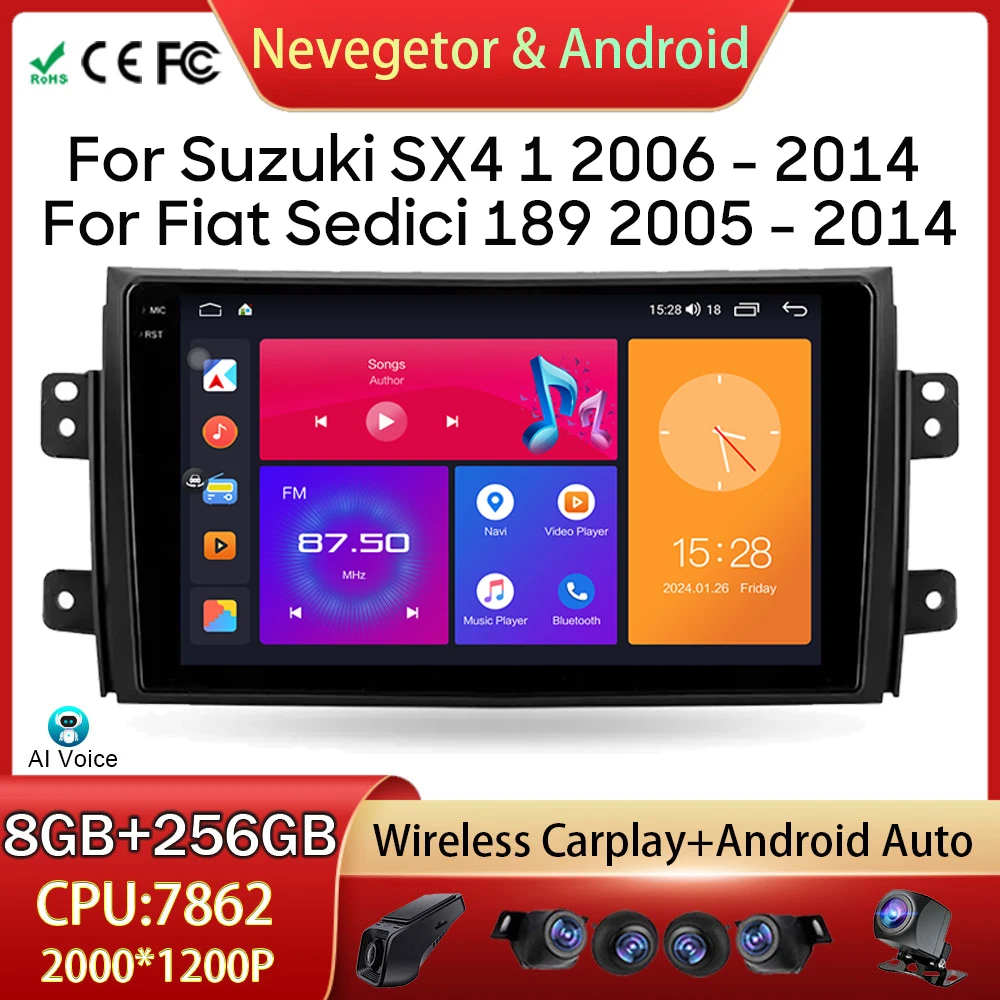 

Car Radio Android Auto For Suzuki SX4 1 2006 - 2014 For Fiat Sedici 189 2005 - 2014 Multimedia Player GPS Navigation No 2din DVD