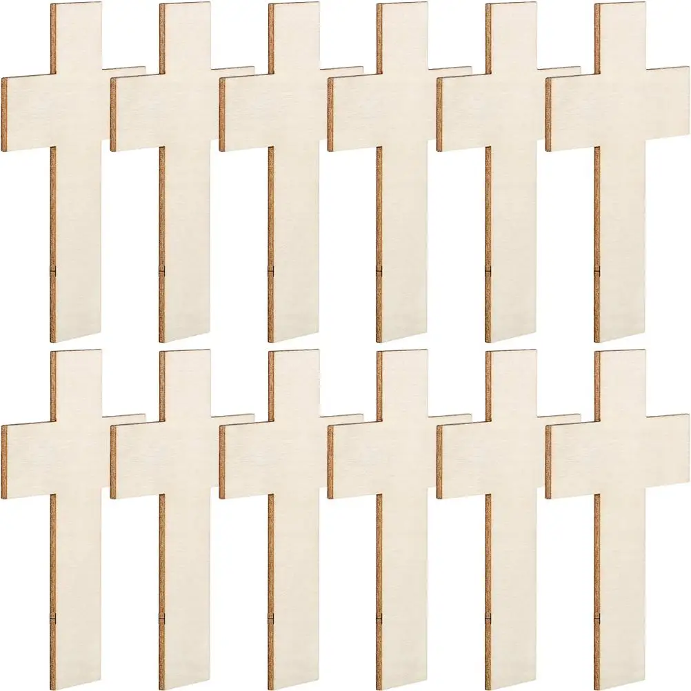 50 sztuk drewniany krzyż rzemiosło niedokończone plastry topoli dzieci Graffiti zabawki dekoracyjne artykuły do ​​rękodzieła kreatywne naments