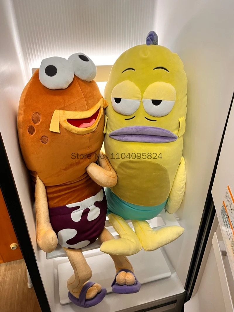 Potdemiel Bikini Bottom Resident Yellow Fish 100cm Plush Doll Giant Sleeping Pillow Stuffed Toy For Adult Home Nap Cushion