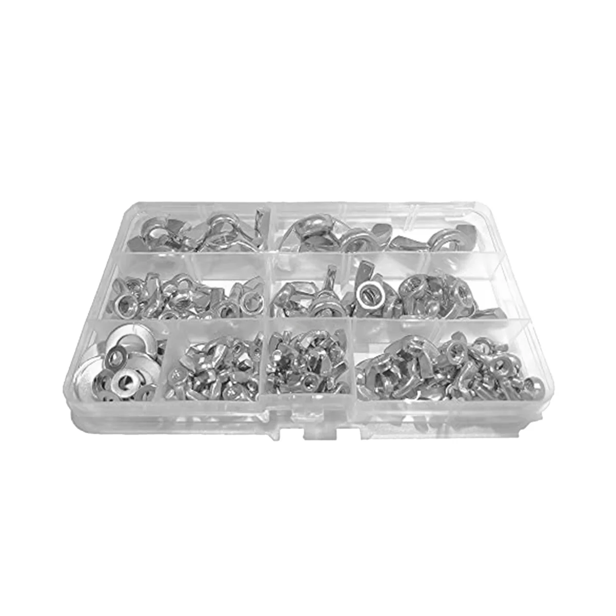 Wing Nut, 100Pcs Stainless Steel Wing Nut Kit with 52 Washer Kit, Metric Thread Wing Screw, Hand Screw Wing Nuts