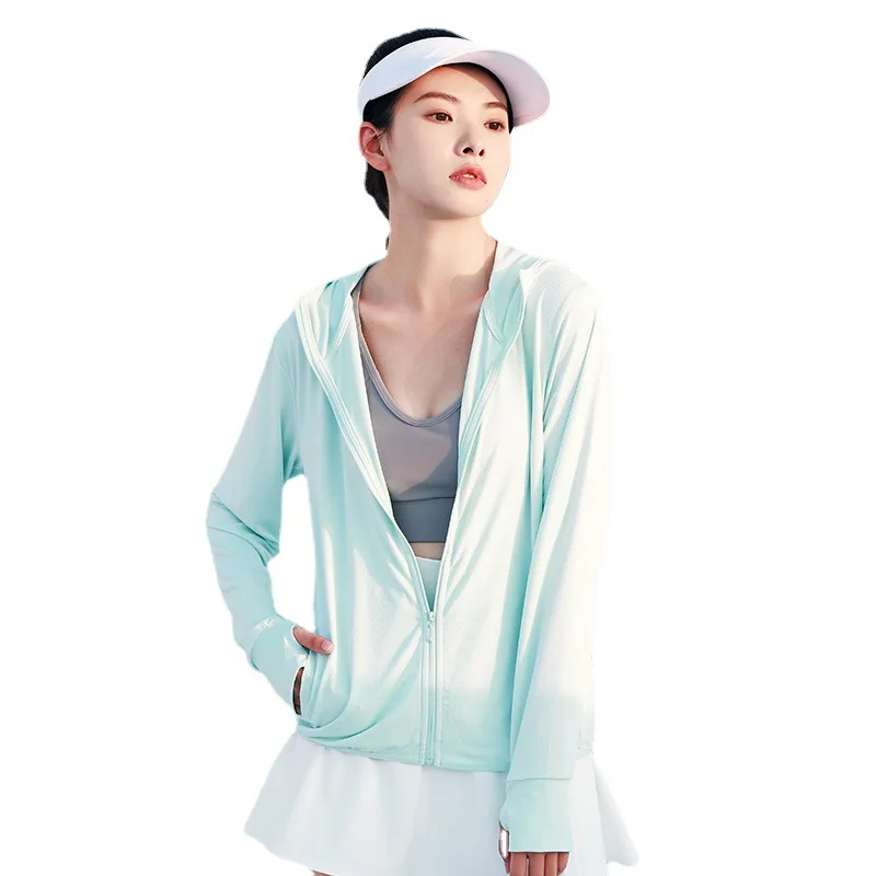 sun protection jacket thin hooded sun protection clothing women's outdoor long-sleeved jacquard breathable sun protection