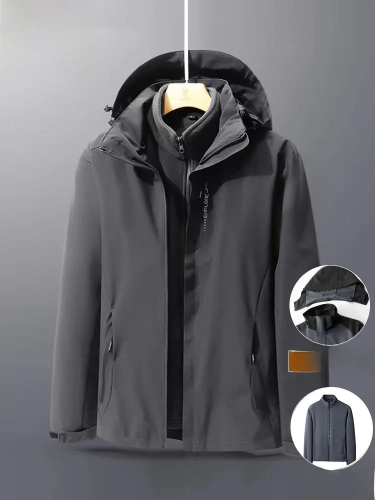 

Мужская уличная куртка Paul Particle Fce Lined Tee-In-One: ветрозащитная, водонепроницаемая, со съемным капюшоном, из утолщенного полиэфирного волокна