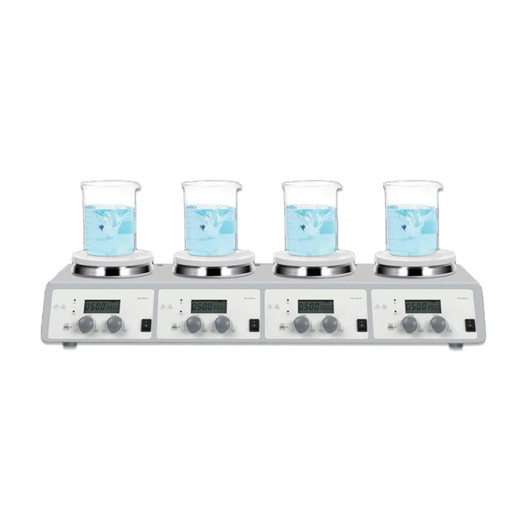 IKEME Laboratory Industrial Digital 4 Head Channel Multi Position Heating Hotplate Magnetic Stirrer