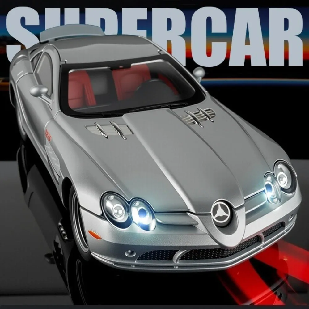 1:24 SLR 722S GT 合金スポーツカーモデル ダイキャストおもちゃ サウンドライト付き プルバック ドア開閉 ミニチュアカー 男の子 クリスマスプレゼント