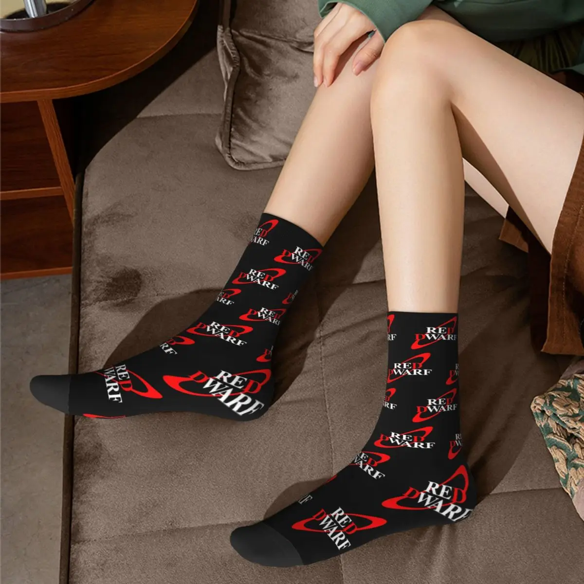 Red Dwarf Log Socks Harajuku Sweat Absorbing Stockings All Season Long Socks Accessories for Man's Woman's Christmas Gifts