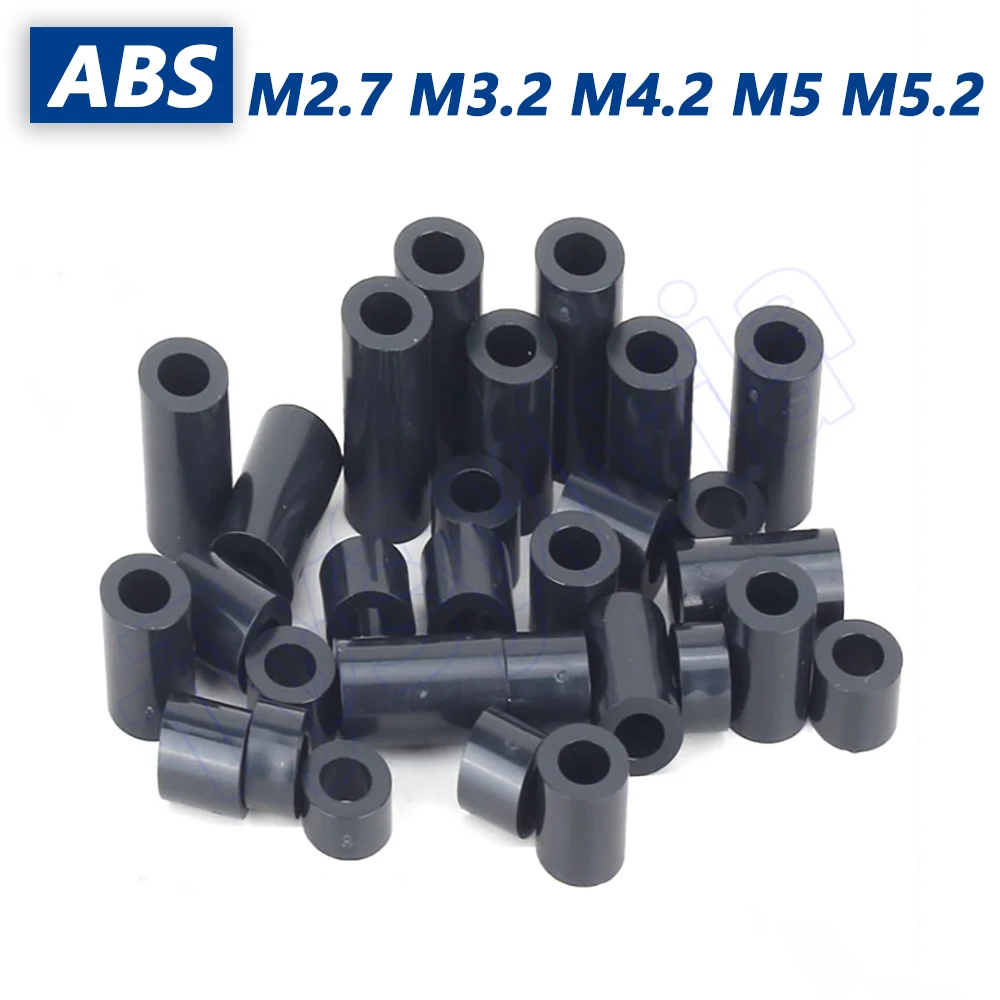 

ABS Isolation Column M2.7 to M5.2 Insulation Post Straight Nylon Sleeve Round Hole Washer Plastic Pillar Spacer Black