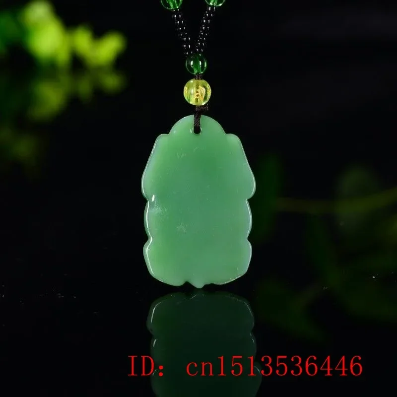 Natural Green Jade Golden Toad Dragon Necklace Pendant Fashion Jewelry Accessories Men Women Luck Gift Amulet Sweater Chain