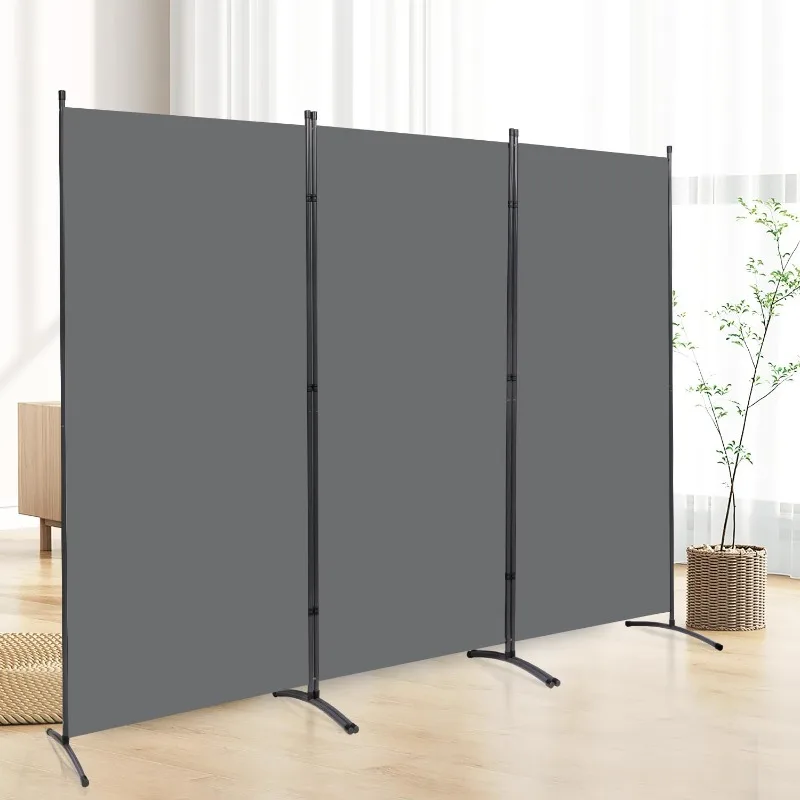 

6 FT Tall Room Divider Screen Fabric Wall Divider with Metal Frame, 3 Panel Folding Privacy Screens, Portable Room Divider Panel
