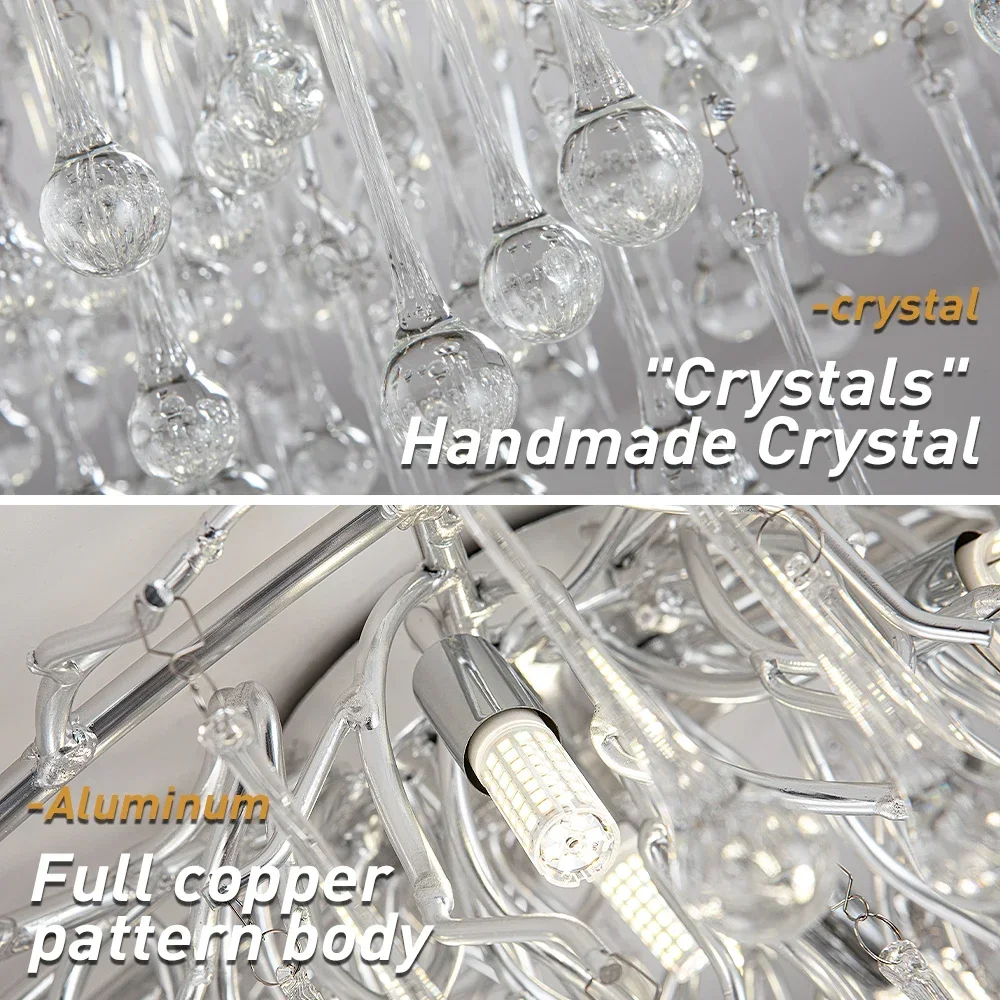 

Modern Luxury Crystal Ceiling Chandelier Long Tree Branch Design for Dining Room Living Room Bedroom - Elegant Crystal Lamp
