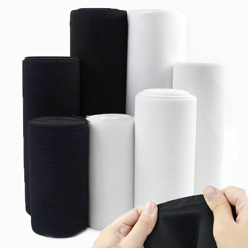 

2/5M Meetee 7-25cm Extra Wide Elastic Band Black White Elastics Rubber Bands for Clothes Belt Stretch Ribbon DIY Sewing Supplies