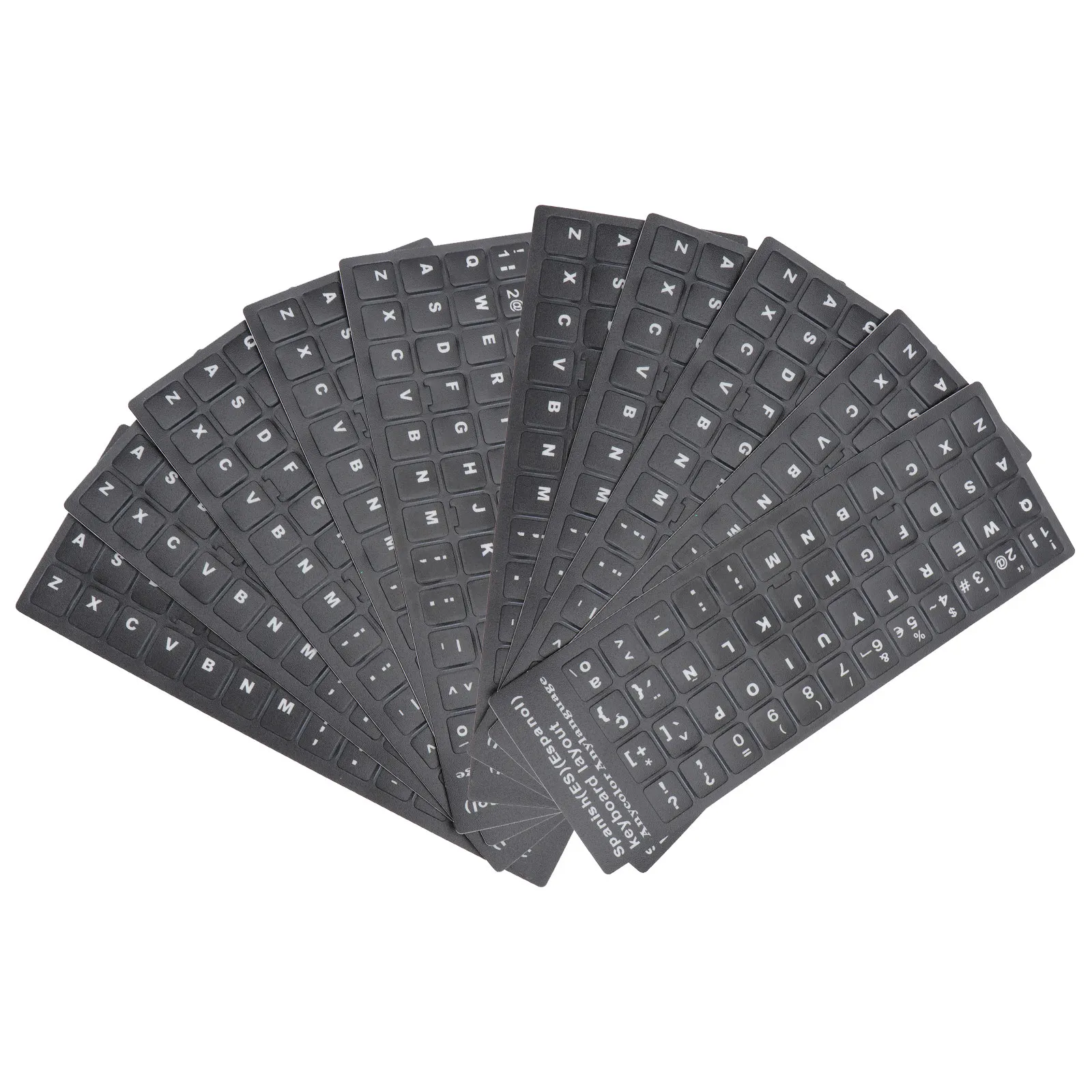10Pcs Spanish Keyboard Stickers Multi-Language Layout Removable Reusable PVC Sturdy Universal Fit All Standard Keyboards