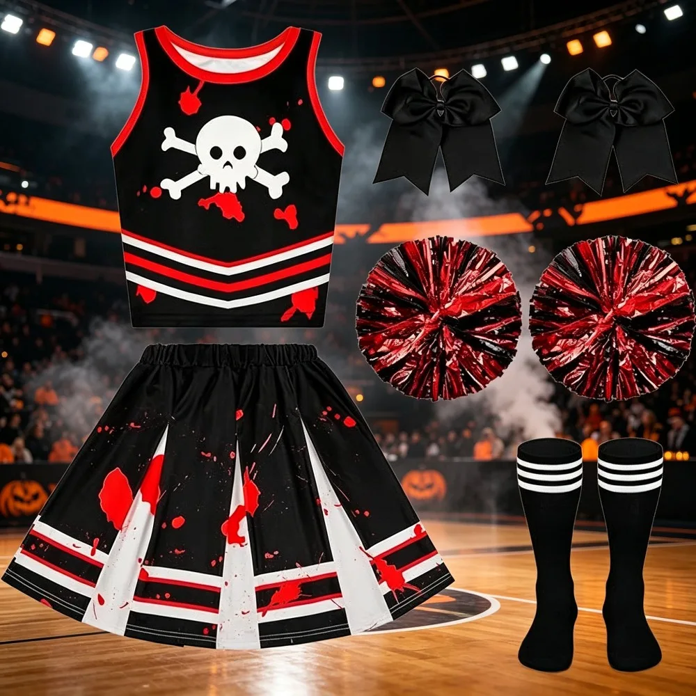 New Children Digital Print Cosplay Costume Pirate Suit Cheerleading Outfit Halloween Party Stage Performance Dress Up Clothes