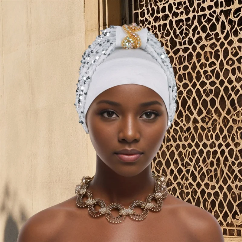 Women'S Sparkling Rhinestone Headscarf Elegant Retro Party Wedding Secure Glamorous Hair Decoration Sequined Embellishments