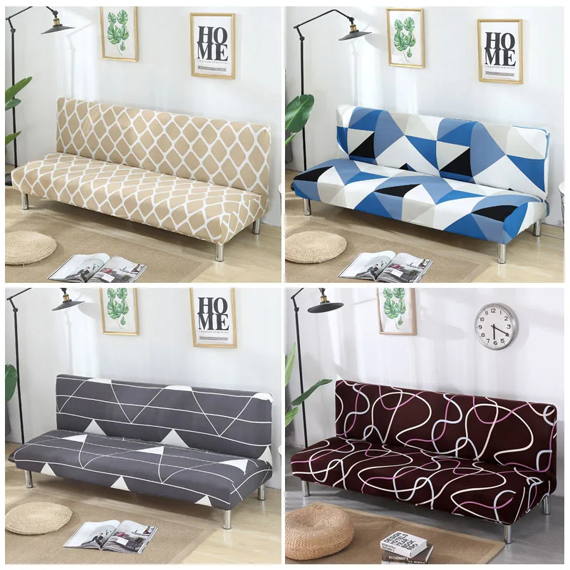 

Armless Sofa Cover Stretch Diamond Printing Bed Spandex s Without Armrests Elastic couch cover 1PC