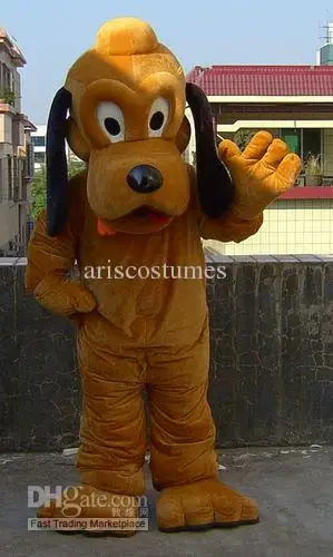 Traje do cão do luxuoso do mascote para o adulto, vestido extravagante dos desenhos animados, marrom, mascote, dia das bruxas, Natal, novo