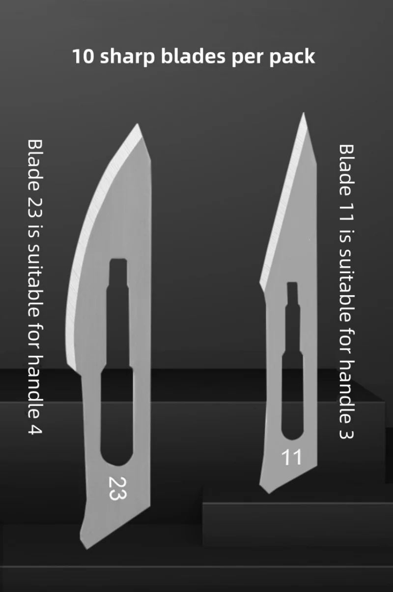 11 #   23 #   الكربون الصلب الجراحية مشرط شفرات مع مقبض النقش الحرفية السكاكين القاطع غرافر شاشة فيلم DIY أداة القطع