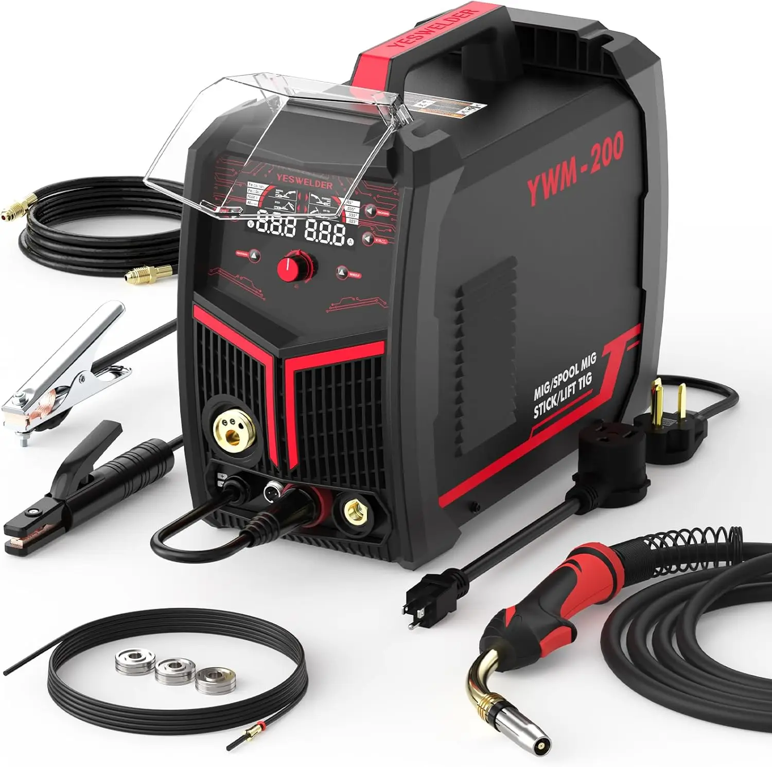 200Amp Aluminum MIG Welder YWM-200, 110/220V Dual Voltages MIG Flux Cord Stick Lift TIG Multi Proces