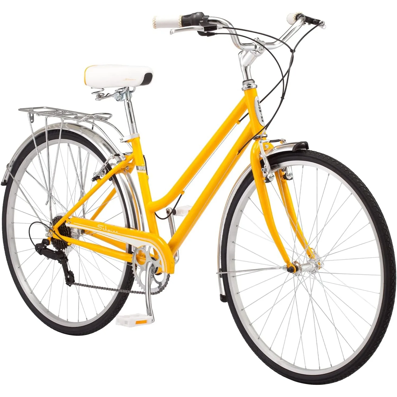 

Schwinn Wayfarer Adult Hybrid Bike, Step-Over or Step-Through Frame Options, 7-Speed Drivetrain, Rear Rack, 700C Wheels