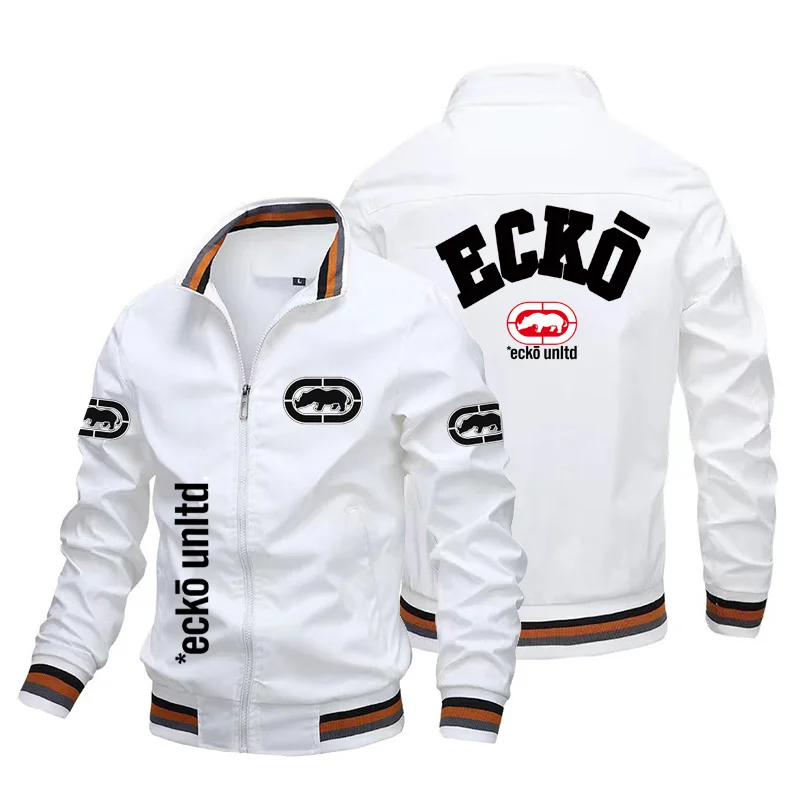 Men Hip Hop Streetwear Er Jacket Ecko Unltd Rhino Multi Print Stand Collar Zip Up Windbreaker Vintage Casual Outerwear