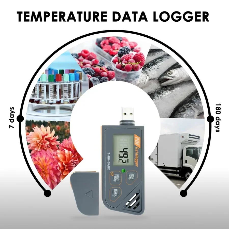 Digital display atmospheric pressure temperature and humidity recorder cold chain transportation temperature and humidity