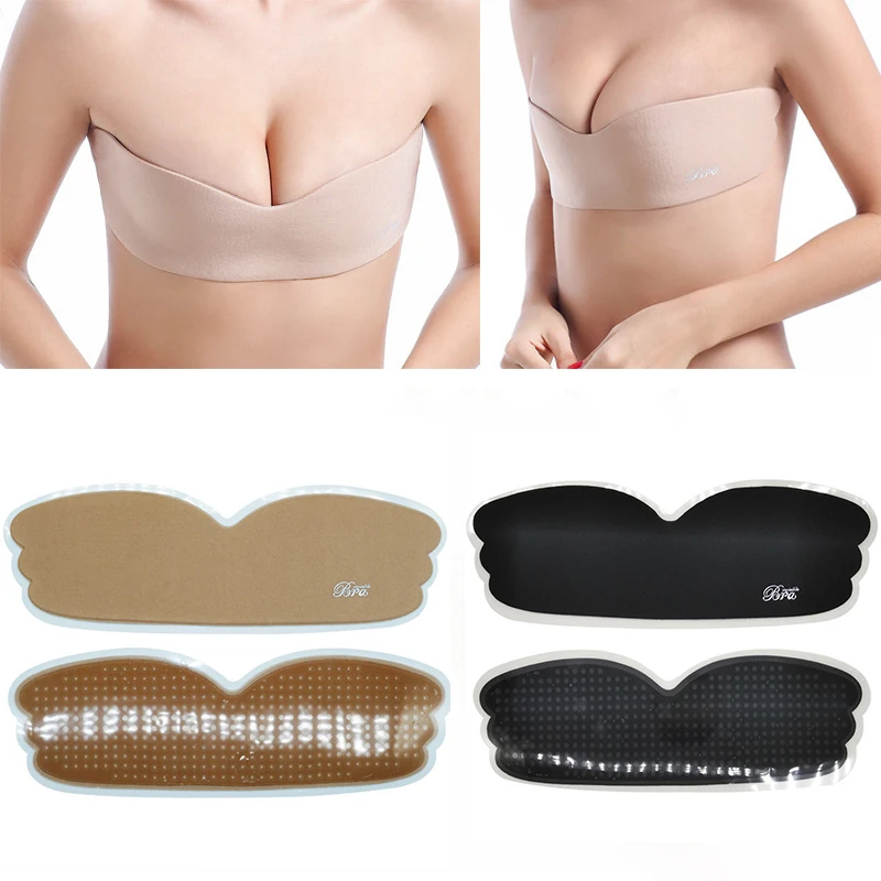 

One Piece Breathable Nipple Cover Strapless Invisible Bra Silicone Bra Push Up Bra Underwear Adhesive Reusable Breast Sticky