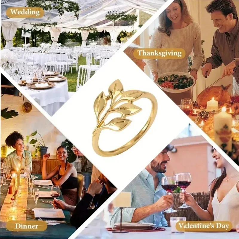 1-12PCS Gold Alloy Napkin Rings Reusable Smooth Edge Easy Clean Table Decoration for Wedding Party Holiday Dinner Banquet - view 6