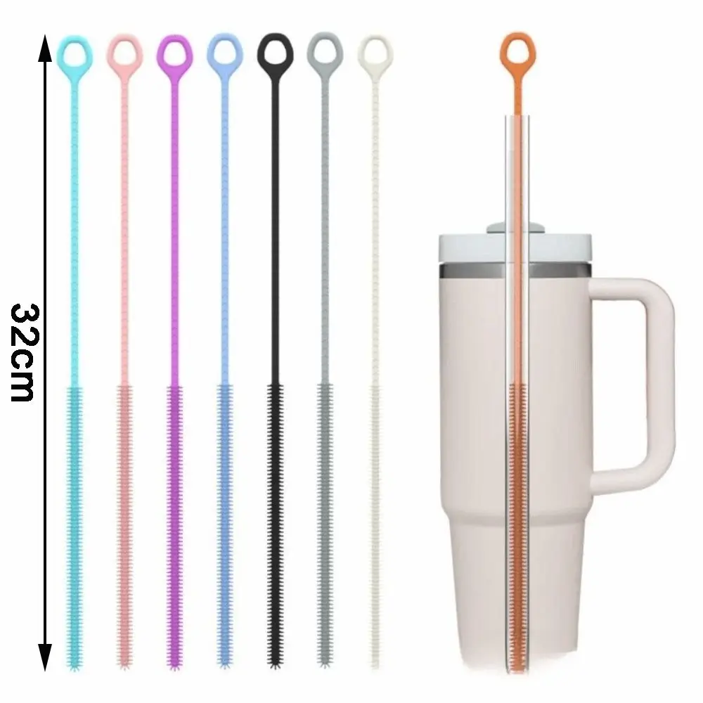 32cm Extended Version Silicone Straw Brush Bendable Silicone Straw Cleaning Brush 6mm 8mm Thick Extra Long Brush for Pacifier