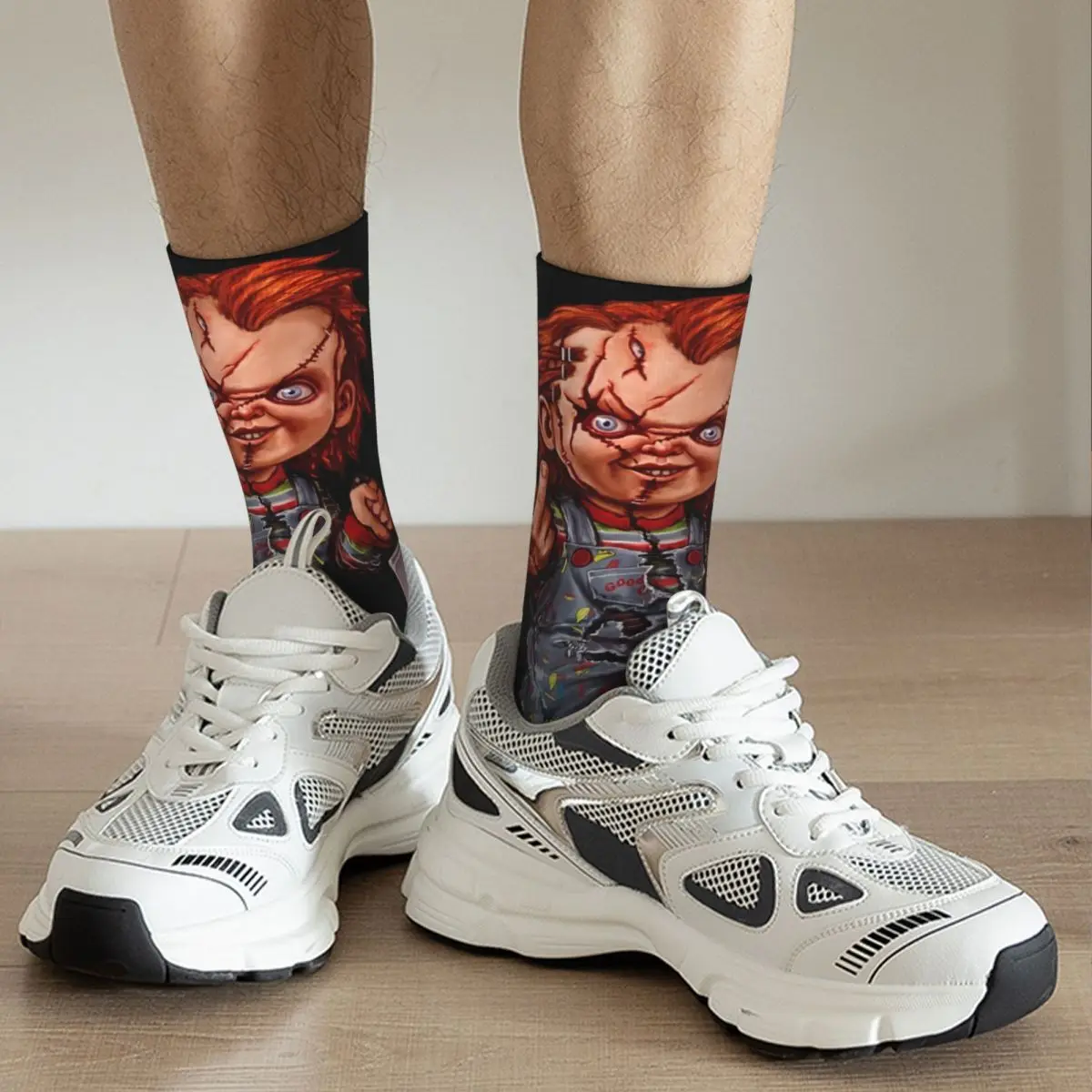 Fashion Unisex The Killer Doll Theme Socks Horror Chucky Accessories Crew Socks Cotton Best Gifts