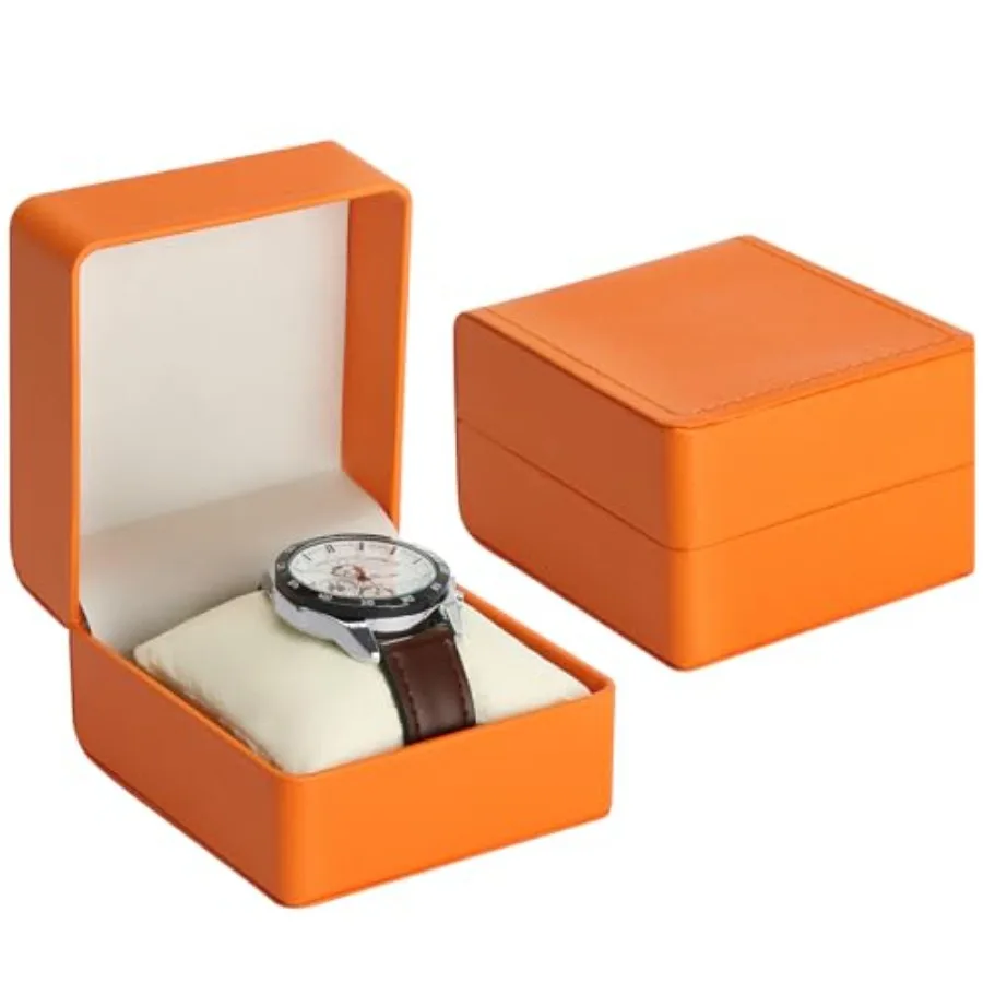 Single Watch Case, Travel Watch Gift Box with Removable Pillow, Luxury PU Leather Wristwatch Display Organizer Holder Boxes for