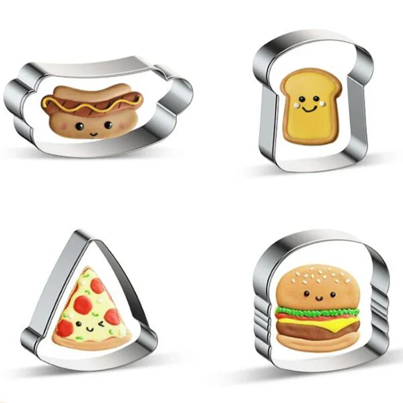 1Pc Hot Dog Pizza Toast Metal Cookie Cutter Fondant Cake Decor Sugar Craft Pastry Biscuit Tool Cupcake Topper Bread Mold
