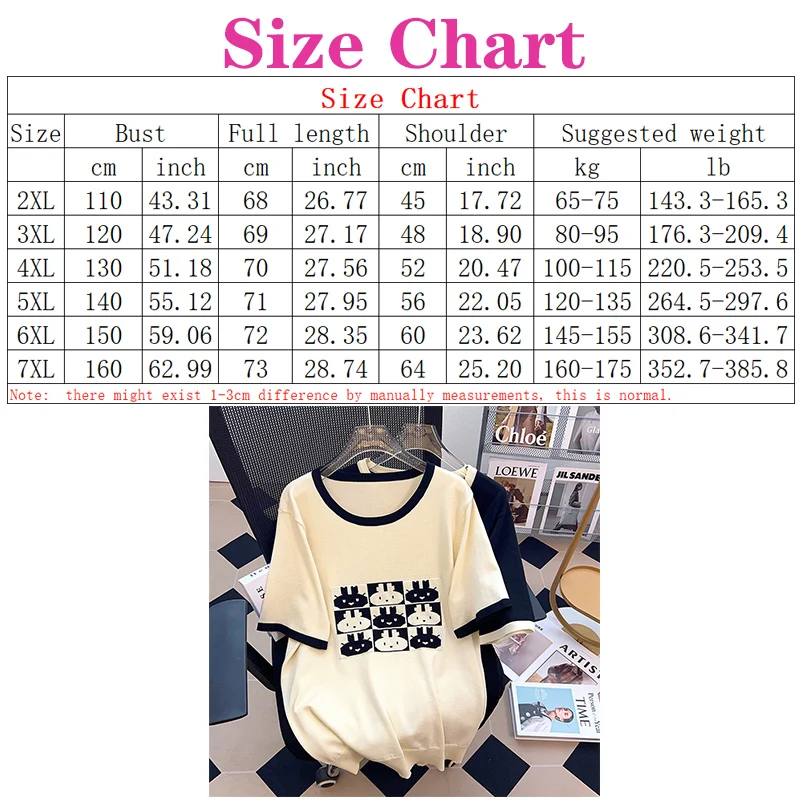 6XL 7XL 100/150/175kg Large Women\'s Summer Ice Silk Knitted Tops Big Size Women Summer Wear Loose Short Sleeve T-shirt