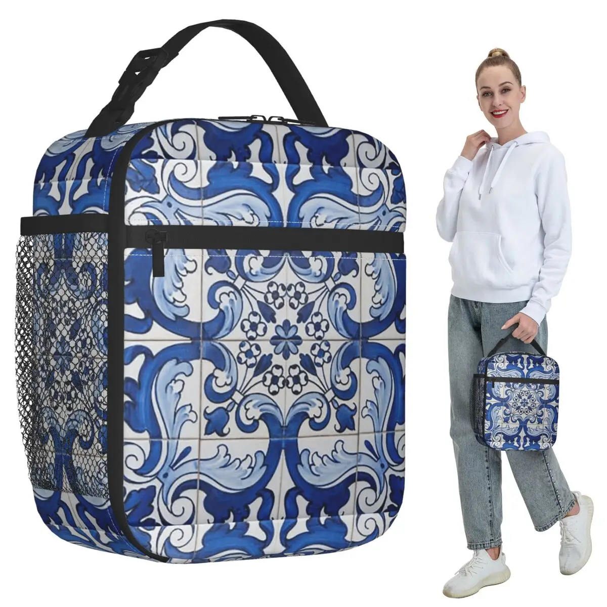 

Azulejo Lisbon Azulejos Lisboa Insulated Lunch Bag for Women Office Cooler Thermal Food Box Tote Portable Lunch Boxes Container