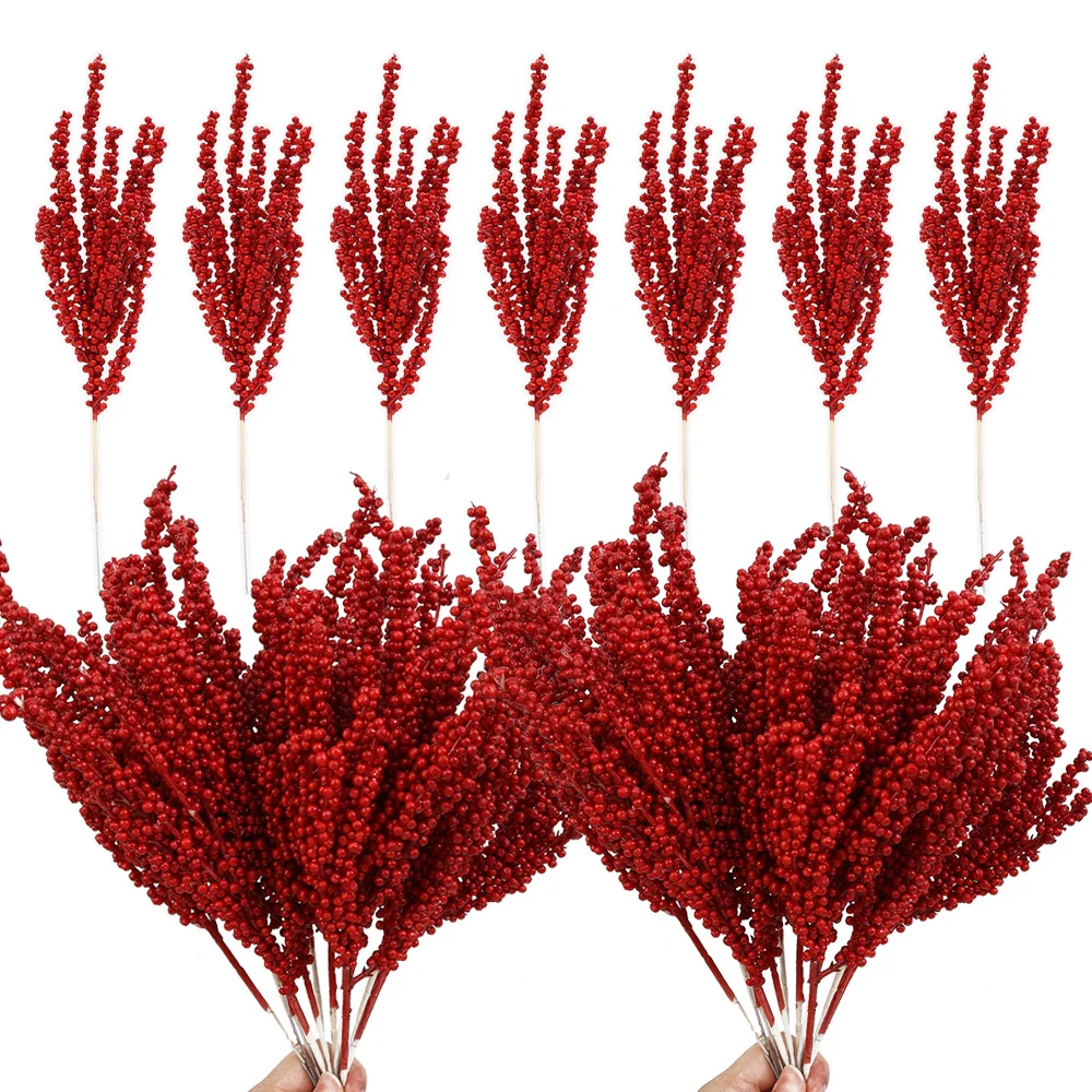 Artificial Red Berry Holly Branch 6