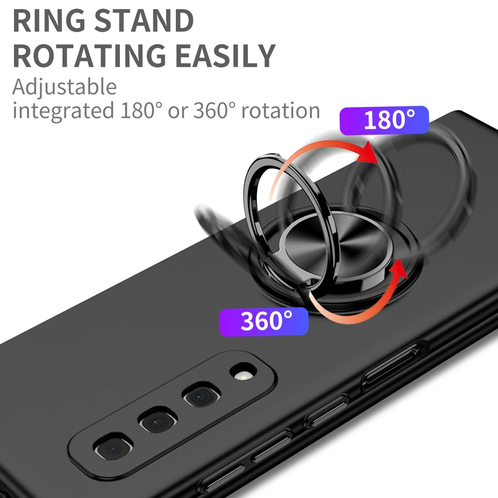 for Samsung Galaxy Z Fold 1 3 4 5 Case Luxury ZFold 1 3 Ultra-thin Solid Color Phone Cover Ring Stand Holder Galaxi Z Fold2 Case