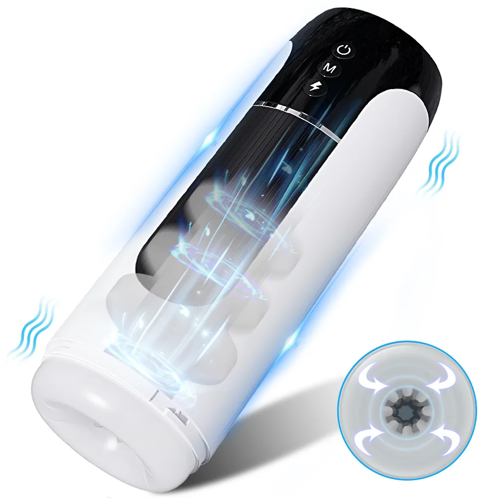 Male Masturbator Sex Toy Fully Automatic Telescopic Masturbator Massager Sound Heating Penis Pump 7 Thrusting & Vibrating