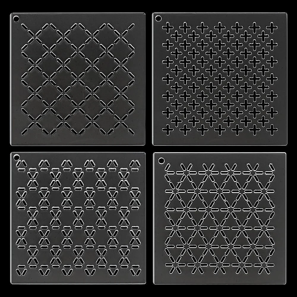 

1PC 2.5mm Thick Acrylic Sashiko Stencil Cross Acrylic Embroidery Tool Drawing Line Template for Hand Quilting and Embroidery