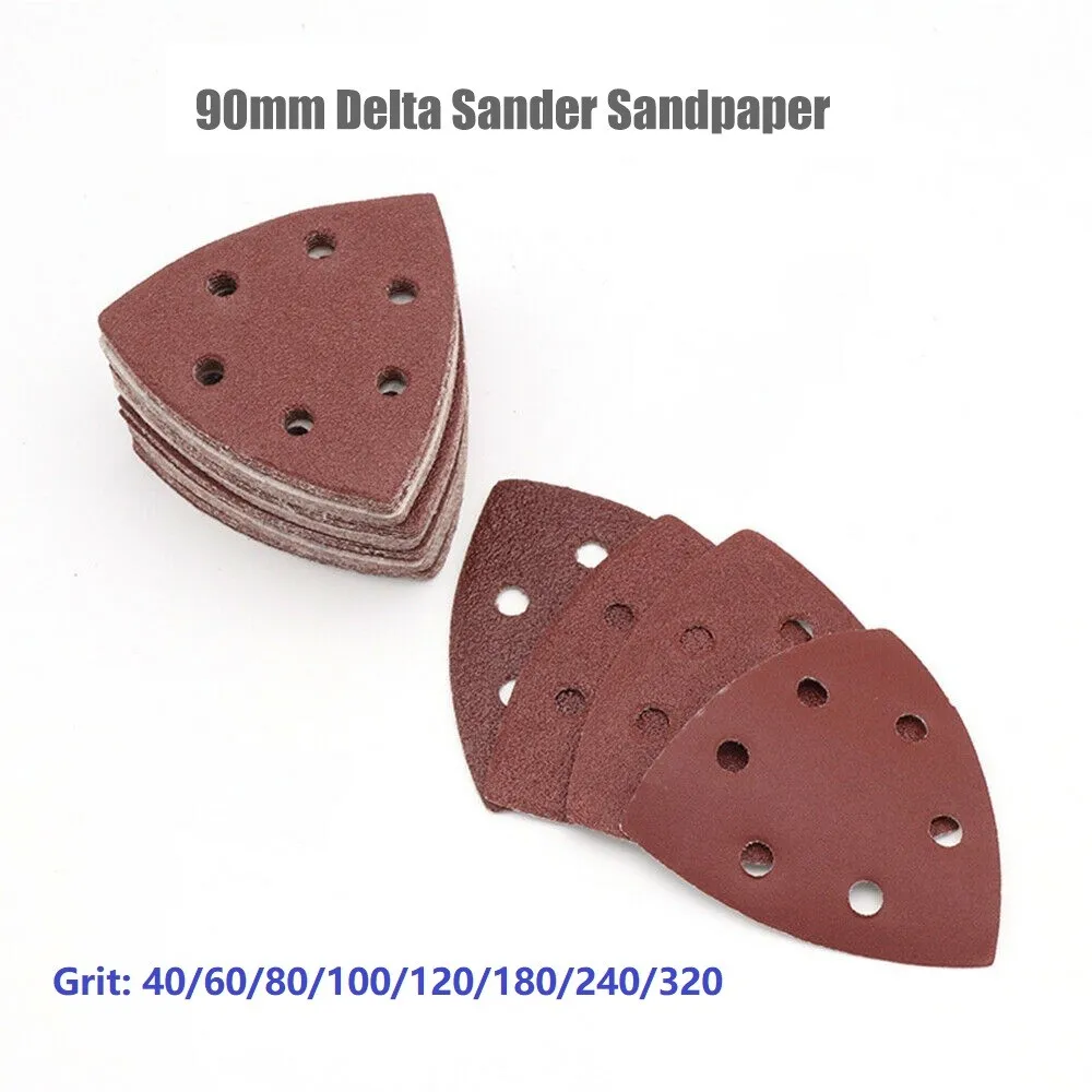 20pcs 90*90*mm 6 Hole Sanding Sheets Triangle Sandpaper Hook & Loop 40 -320 Grits Abrasive Sanding Disc For Wood Sanding