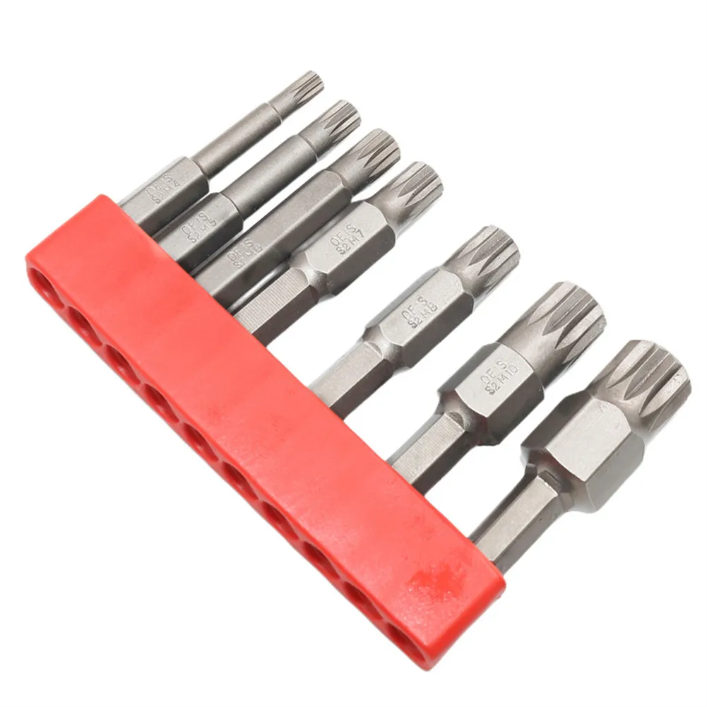 7Pcs Spline 12 Point Torx Screwdriver Bit 1/4\'\' Hex Shank Wind Drill Head 50mm Screw Wrench Magnetic M4 M5 M6 M7 M8 M10 M12