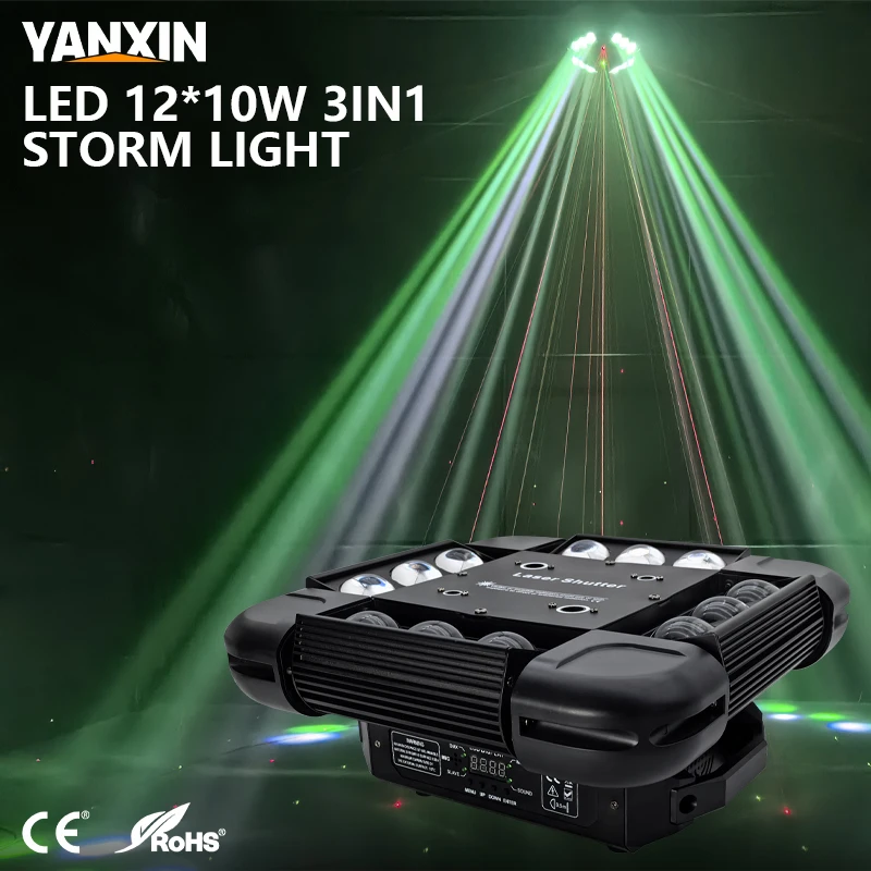 120W 3IN1 Beam Laser Strobe Stage Light DMX512 Sound Activated Auto Master-slave 2*20W White LED Strobe DJ Disco KTV Bar Party