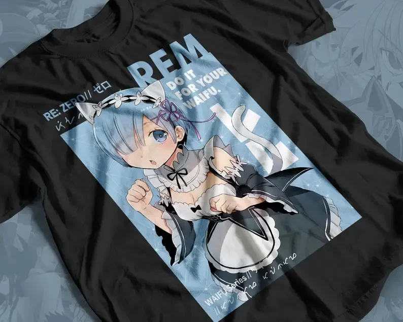 

Аниме футболка унисекс Waifu Rem, Рубашка Аниме Манга
